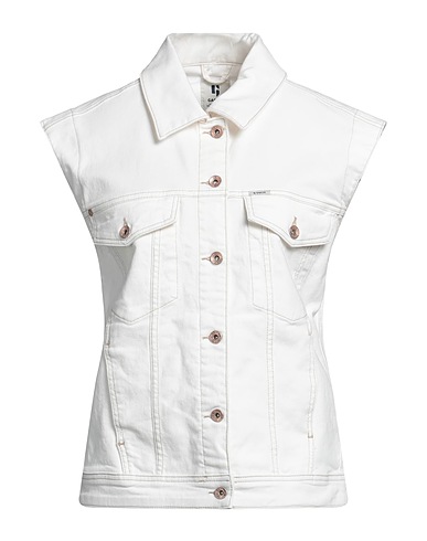 GARCIA Denim jacket Ivory 98% Cotton, 2% Elastane