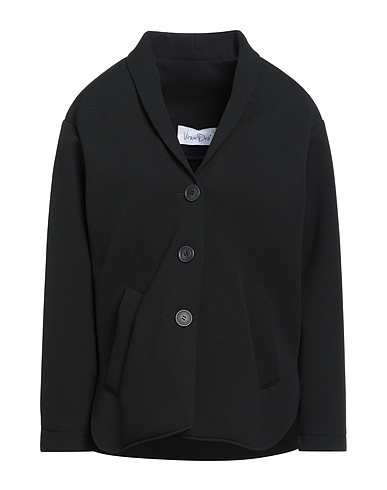 VIRNA DRÒ Coat Black 87% Polyester, 10% Polyurethane, 3% Elastane