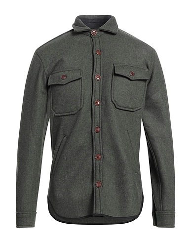 BL'KER Shirts Dark green 66% Polyester, 31% Wool, 3% Polyamide