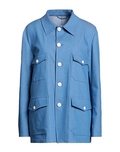 VI TO VI Full-length jacket Light blue 62% Cotton, 34% Polyester, 4% Elastane