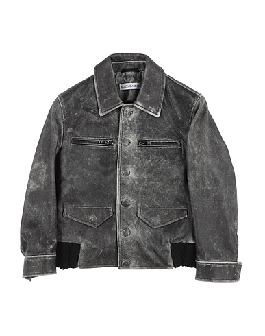 DOLCE & GABBANA Biker jacket Steel grey 100% Lambskin