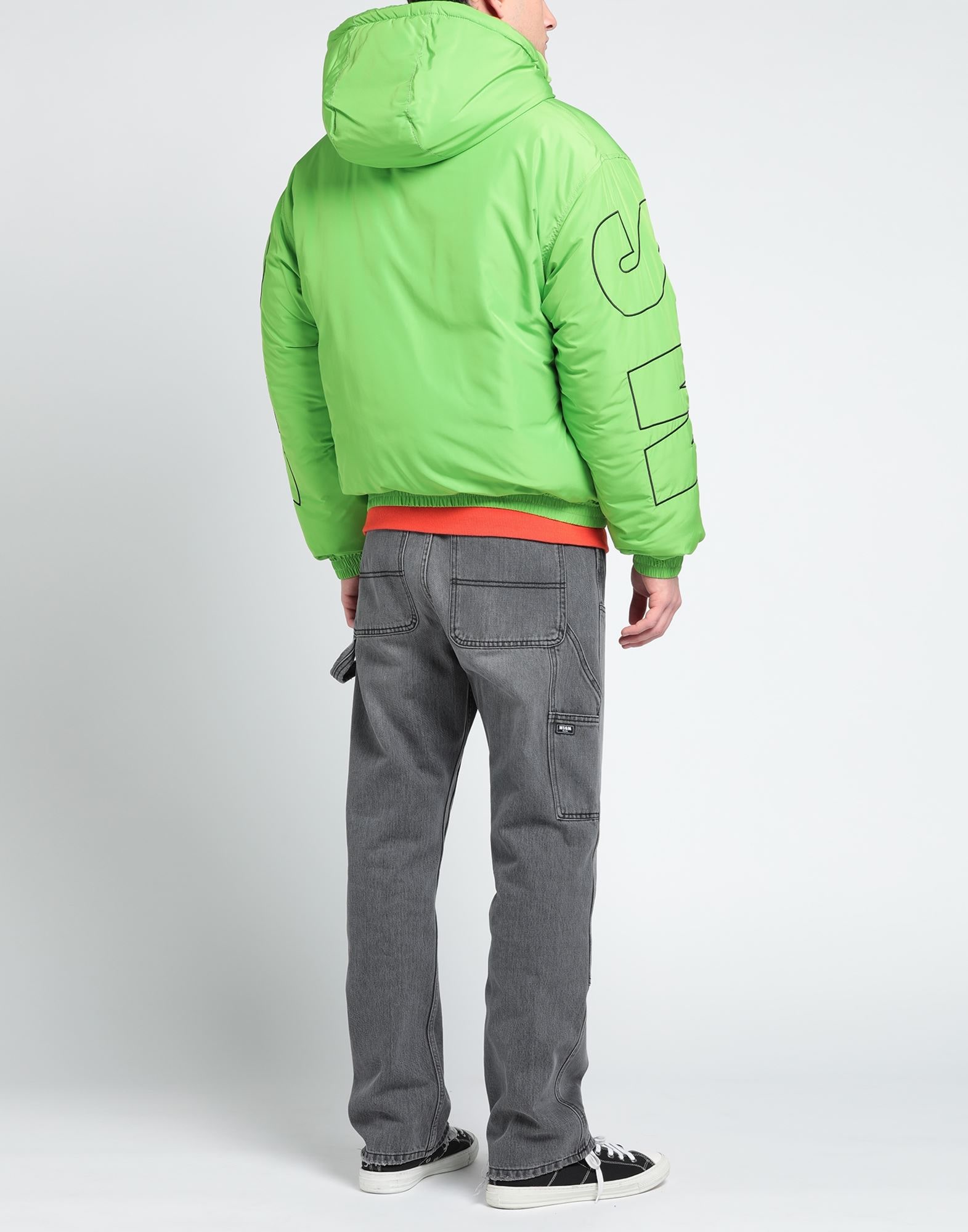 MSGM デニムブルゾン セール】デニム/合皮 裏ボアショートジップアップジャケット ブルゾン