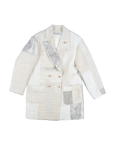 DOLCE&GABBANA Coat Ivory 32% Wool, 25% Polyamide, 24% Cotton, 13% Textile fibers, 6% Silk