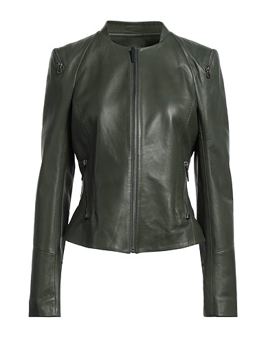 VESPUCCI by VSP Giacca biker Verde scuro 100% Pelle di agnello