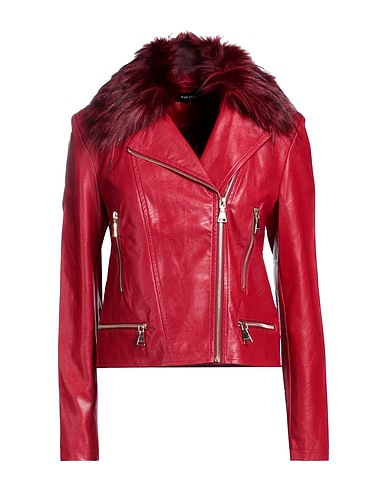 MARANI Biker jacket Brick red 100% Polyester