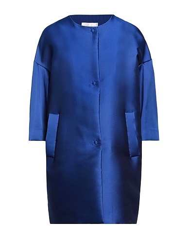 ANNIE P. Full-length jacket Blue 88% Polyester, 12% Silk