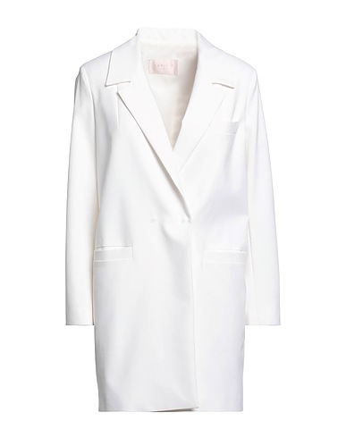 ANNIE P. Double breasted pea coat White 58% Cotton, 38% Viscose, 3% Elastane, 1% Other Fibres