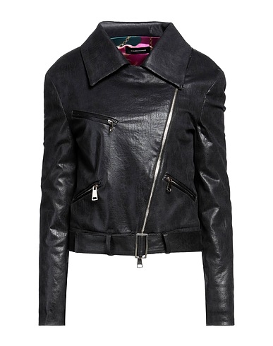 LES BOURDELLES DES GARÇONS Biker jacket Black 90% Polyester, 10% Elastane