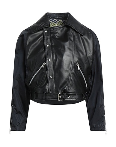 BLOUSON Giacca biker Nero 100% Pelle ovina, Lana, Acrilico, Elastan
