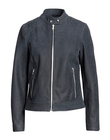 BLOUSON Giacca biker Antracite 100% Pelle ovina, Lana, Acrilico, Elastan