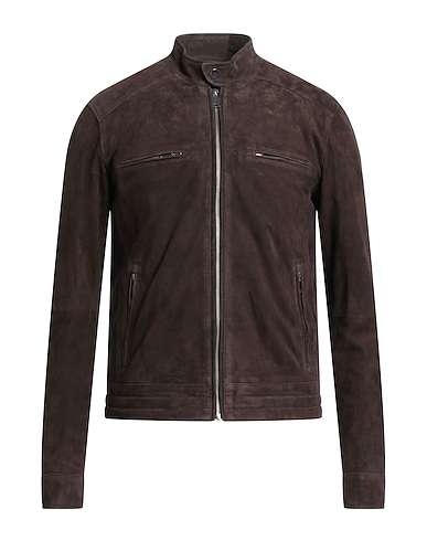 ARMA Biker jacket Dark brown 100% Goat skin, Polyester
