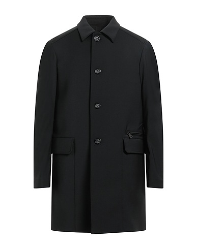 PAOLO PECORA Full-length jacket Black 77% Polyester, 22% Wool, 1% Elastane