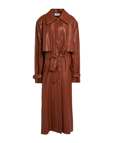 JIJIL Full-length jacket Brown 100% Polyester, Polyurethane coated