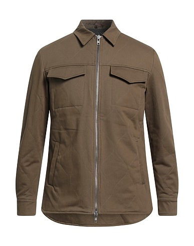 BRIGLIA 1949 Shirts Military green 97% Cotton, 2% Cashmere, 1% Elastane