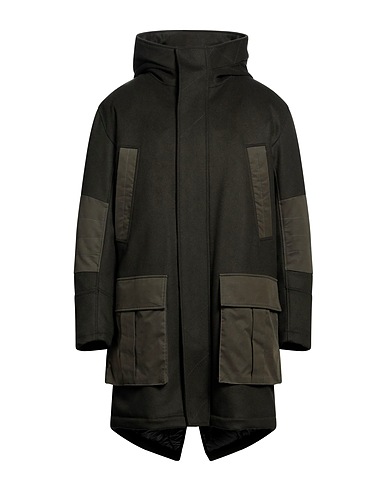 DONDUP Coat Dark green 80% Wool, 20% Polyamide, Cotton, Polyurethane