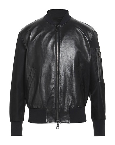 NEIL BARRETT Bomber Black 100% Soft Leather, Polyurethane, Polyamide, Elastane