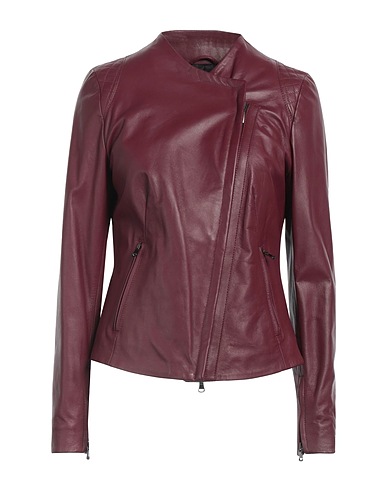 TESTONI Biker jacket Plum 100% Lambskin