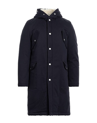 GREY DANIELE ALESSANDRINI Coat Midnight blue 98% Cotton, 2% Elastane