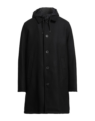 HERNO 코트 블랙 75% 버진 울, 25% 폴리아미드