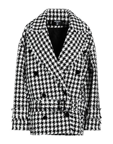 BALMAIN Coat Black 50% Cotton, 45% Linen, 5% Polyamide