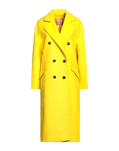 TWINSET Coat Yellow 80% Wool, 20% Polyamide