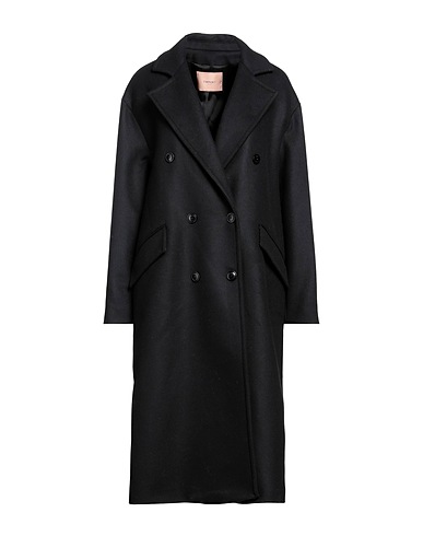 TWINSET Coat Black 80% Wool, 20% Polyamide