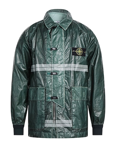 STONE ISLAND Shell jacket Dark green 100% Polyamide, Polyurethane resin