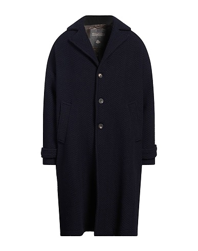 SUN HOUSE Coat Navy blue 80% Wool, 20% Polyamide, Horn