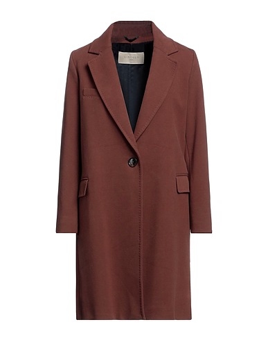 CIRCOLO 1901 Coat Chocolate brown 95% Cotton, 5% Elastane