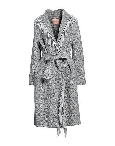 TWINSET Full-length jacket Grey 70% Wool, 25% Polyamide, 5% Other Fibres