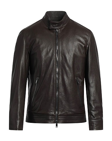 DONDUP Biker jacket Dark brown 100% Lambskin
