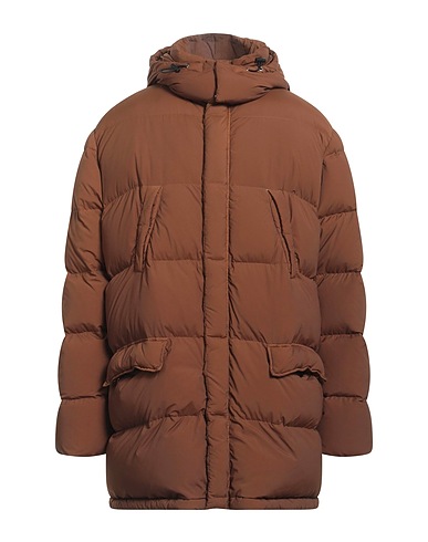 GRIFONI Shell jacket Brown 92% Polyamide, 8% Elastane
