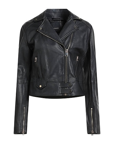 PINKO Biker jacket Black 100% Sheepskin