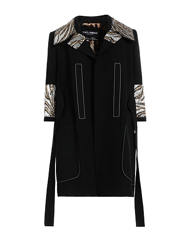 DOLCE&GABBANA Coat Black 55% Polyester, 30% Virgin Wool, 5% Silk, 5% Acrylic, 5% Polyamide