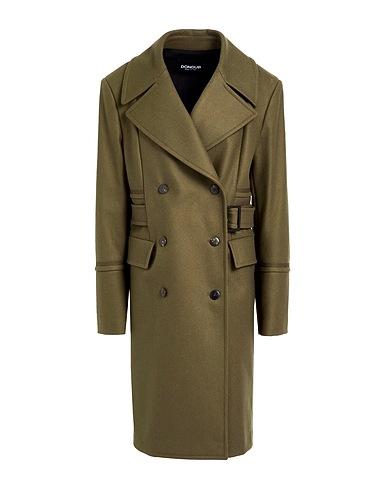 DONDUP Coat Military green 75% Wool, 20% Polyamide, 5% Cashmere