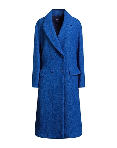 MALÌPARMI Coat Bright blue 33% Acrylic, 30% Cotton, 16% Virgin Wool, 15% Polyester, 6% Viscose