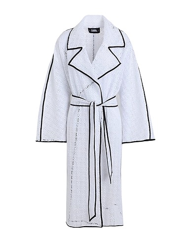 KARL LAGERFELD Full-length jacket KL EMBROIDERED LACE COAT
 White 100% Polyester