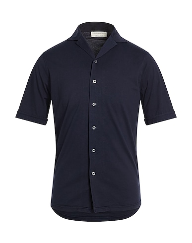 FILIPPO DE LAURENTIIS Einfarbiges Hemd Marineblau 100% Baumwolle