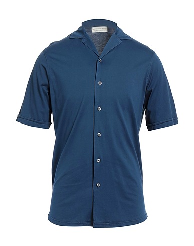 FILIPPO DE LAURENTIIS Solid colour shirt Midnight blue 100% Cotton