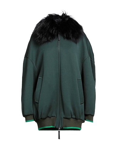 MARNI Bomber Green 89% Cotton, 11% Polyamide, Bovine leather, Lamb fur