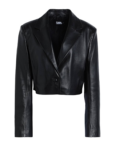 KARL LAGERFELD Blazer SIGNATURE LEATHER JACKET Black 100% Lambskin