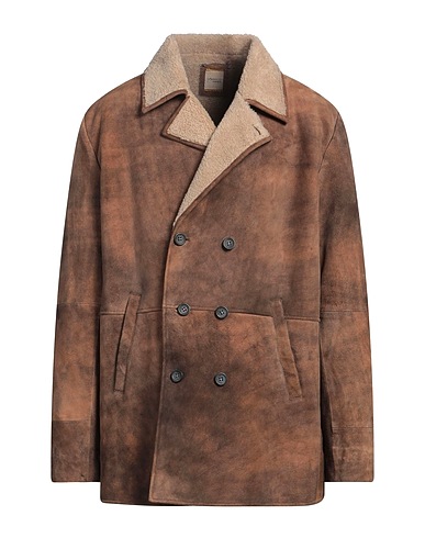 D'AMICO Double breasted pea coat Khaki Leather
