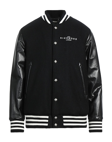 JOHN RICHMOND Bomber Black 100% Wool, Leather