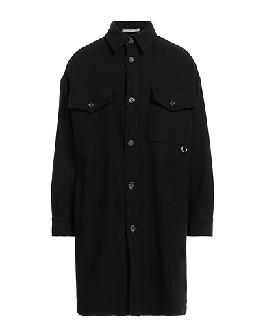 PAOLO PECORA Coat Black 70% Wool, 15% Polyester, 10% Polyamide, 5% Other Fibres