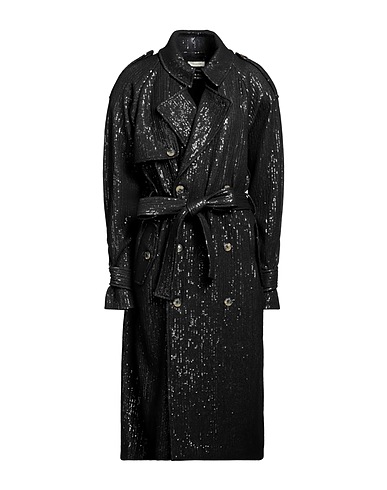 THE MANNEI Double breasted pea coat Black 94% Nylon, 6% Elastane
