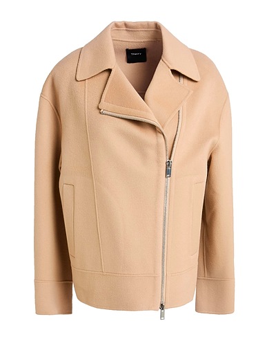 THEORY Bikerjacke Hellbraun 100% Kaschmir, Cupro