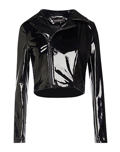 VANESSA SCOTT Biker jacket Black 65% Polyester, 30% Polyurethane, 5% Elastane