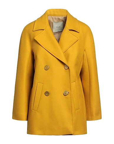 SEES INFINITELY WOMAN Coat Mustard 95% Wool, 5% Other Fibres