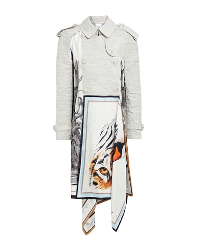 BURBERRY Double breasted pea coat Light grey 100% Linen, Silk