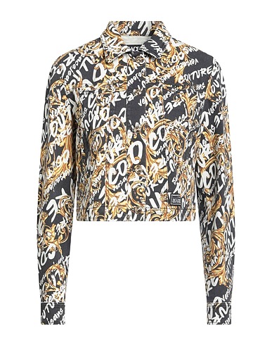 VERSACE JEANS COUTURE Denim jacket Black 97% Cotton, 3% Elastane